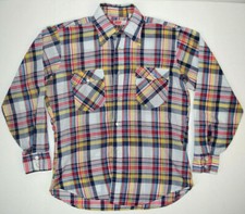 Vintage Levis Plaid Western Shirt Size M/L 70s Yellow Pop Color Grunge Made USA