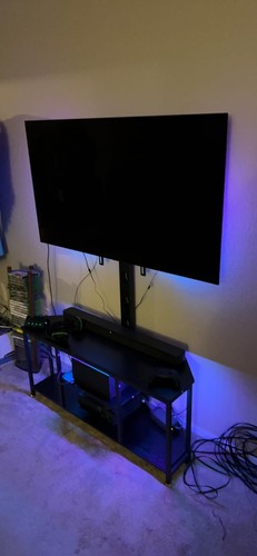 Corner TV Stand Mount LED For 32-60" Height Adjustable Colorful LED Light, Black - Picture 13 of 13