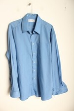St Michaels Vintage M S Mens Long Sleeved shirt - Blue - size 17   E90 