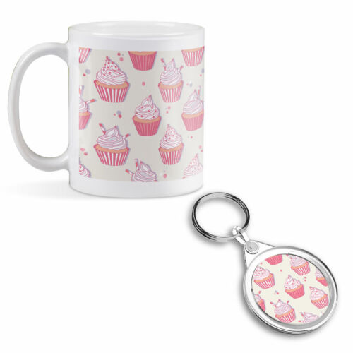 Mug & Round Keyring Set - Cute Pink Cupcakes Cake Buns  #8464 - 第 1/8 張圖片