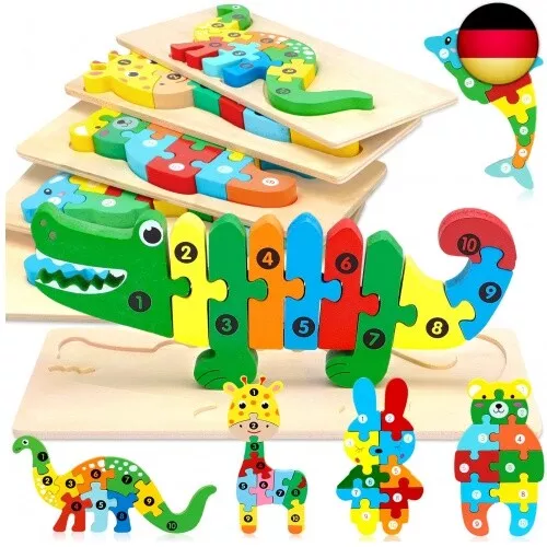 MOOING Holzpuzzle für Kinder Ab 2 3 4 5 Jahre, Montessori-Spielzeug für Kinder,