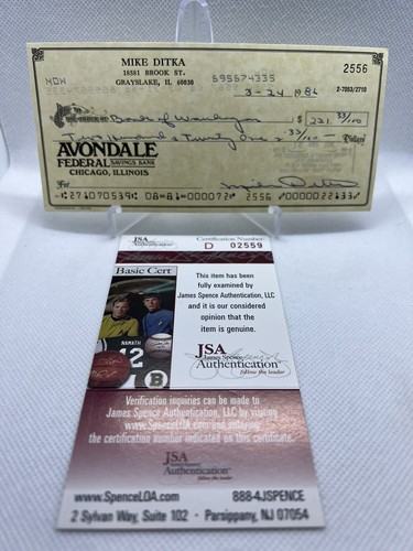Mike Ditka Signed 1986 Bank Check Chicago Bears HOF COA-JSA w/8x10 Photo - Picture 7 of 7