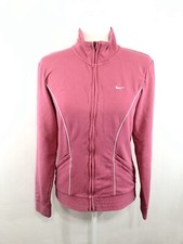 Nike Dri-Fit Full Zip Athletic Jacket Womens Pink Long Sleeve Fitted Size M