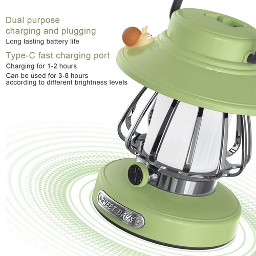 Snail Design Retro Hanging Kerosene Lamp Outdoor Tent Camping Lamp Rechargeable - Picture 11 of 21