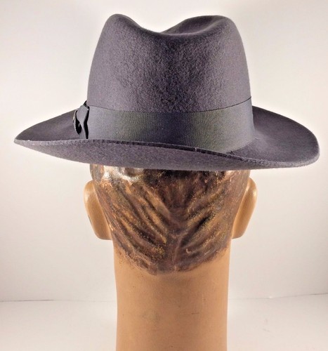 Chicago Style Gangster 1950's Look Gray Fedora Wool Hat by Brixton Mfg Co. - Picture 4 of 7