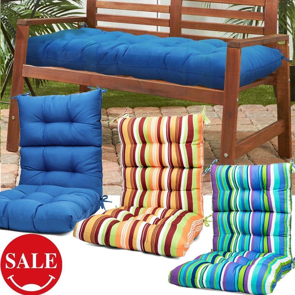 Outdoor High Back Patio Chair Seat Cushions Pad Set Comfort Pillow