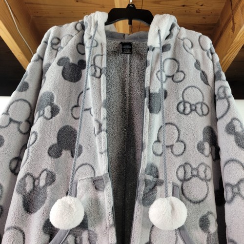 Disney Mickey Mouse One Piece Zip up Pajamas Fuzzy Sleepwear Adult Size L - Picture 4 of 12