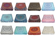 35x35" Sqaure Floor Cushion Cover Mandala Pillowcase Cotton Meditation Mat