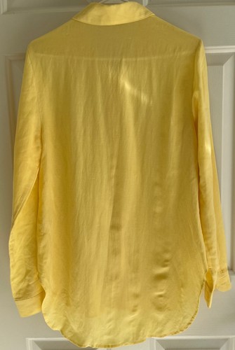 Camicia lunga Calvin Klein donna misto lino con bottoni manica lunga gialla taglia S - Foto 4 di 9
