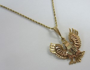 Details About 14kt Yellow And Rose Gold Diamond Cut Flying Eagle Necklace Free Shipping