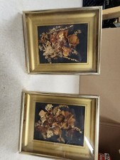 Vintage Framed Real Flowers Dried 2 Pcs Picture BH