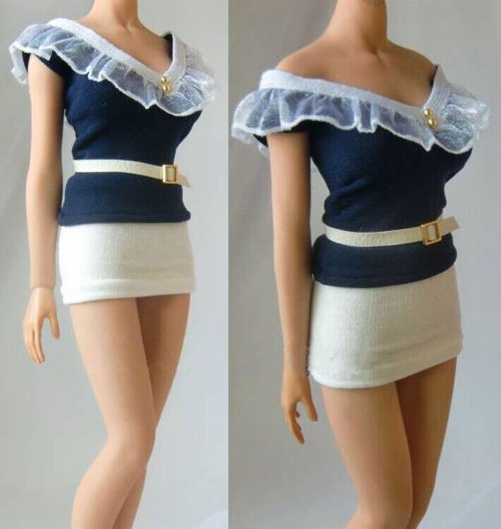 1/6 Scale Custom Clothing V-neck T-shirts&Belt&Package Hip Skirt F 12 ...