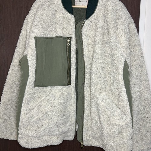 We the Free People Rivington Sherpa Giacca Pile Donna Grande Avorio Crema Verde - Foto 6 di 11