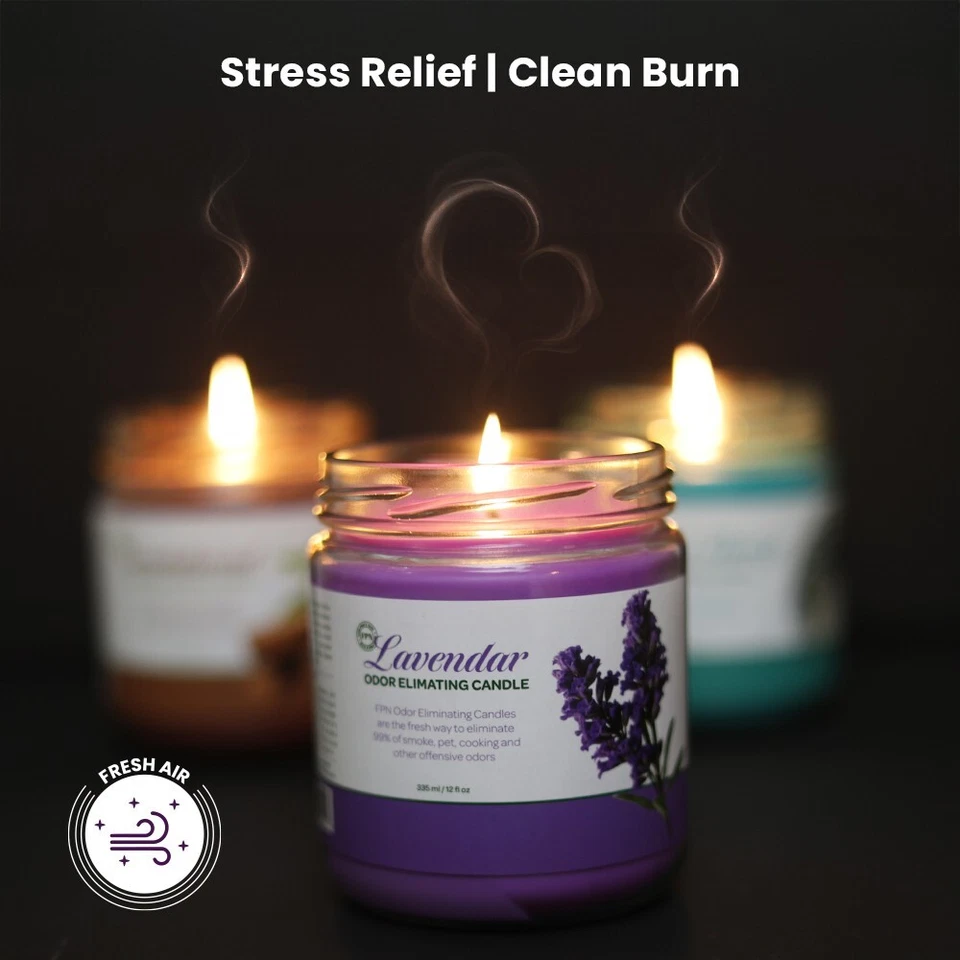 Juego de velas perfumadas FPN paquete de 2 exterminadores de olores de 12 OZ - tarro de velas de cera de soja Foto 3 de 4