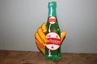 Vtg Dr. Pepper 10 2 4 Logo Soda Pop Machine Hand On Bottle Porcelain Metal Sign