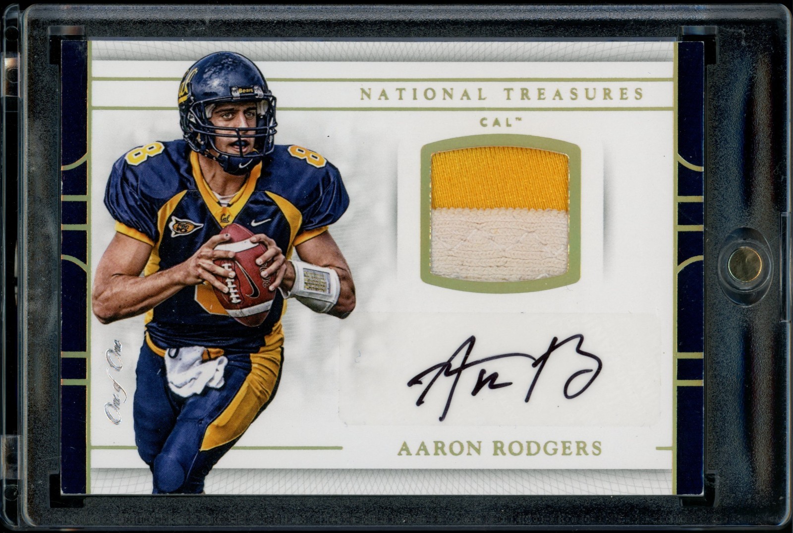2017 PANINI NATIONAL TREASURES COLLEGE AARON RODGERS GAME USED PATCH AUTO  1/1