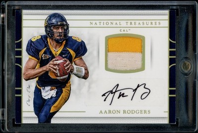 2017 PANINI NATIONAL TREASURES COLLEGE AARON RODGERS GAME USED PATCH AUTO  1/1