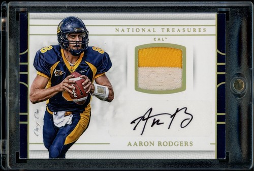 2017 PANINI NATIONAL TREASURES COLLEGE AARON RODGERS GAME USED PATCH AUTO  1/1