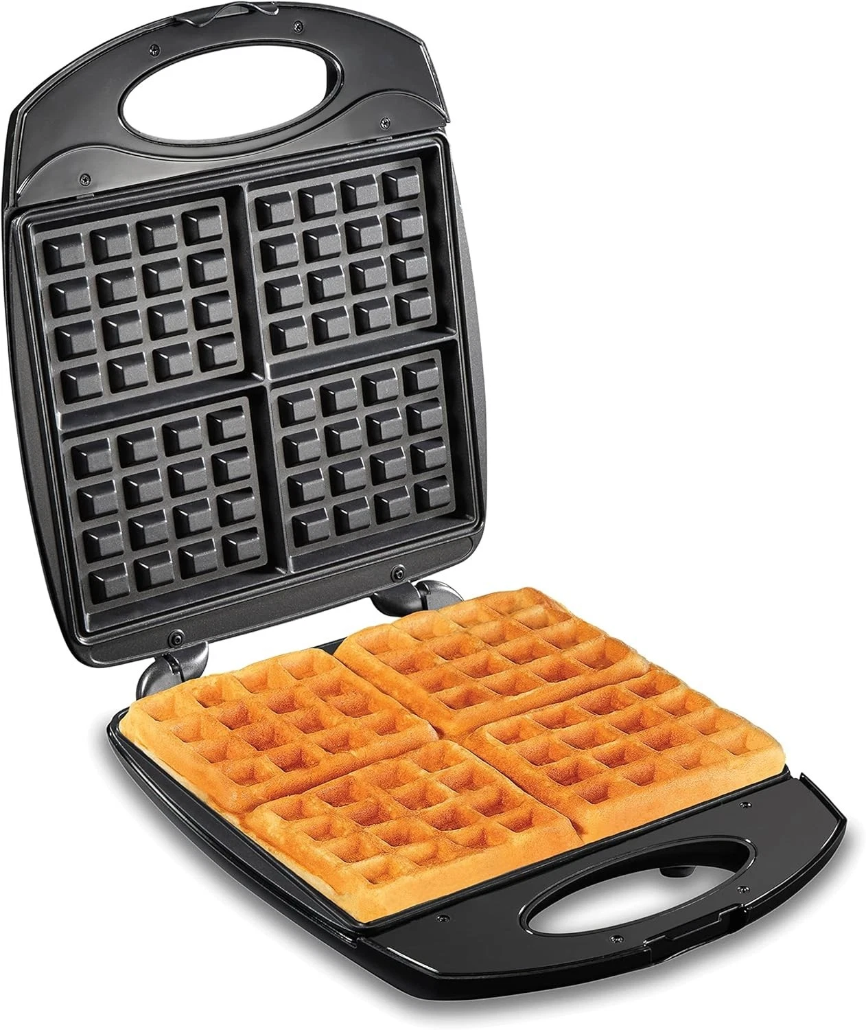 Hamilton Beach Non-Stick Belgian Waffle Maker with Indicator Lights, Makes 4 4"