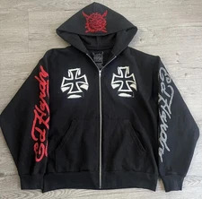 Ken Carson X Ed Hardy Collab Hoodie Size Large Grail Rhinestones