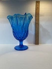 Fenton Thumbprint Swung Handkerchief Vase Blue