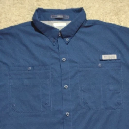 Columbia PFG Tamiami Shirt Men's XXL Blue Button-Down Omni-Shade Vented Fishing - Image 2 of 4