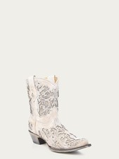 Corral Women's Glittered Inlay Snip Toe Wedding Cowboy White 9.5 US