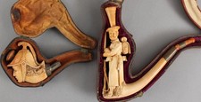 2 Antique German WWI Infantry Military & Roman Soldier Carved meerschaum Pipe NR