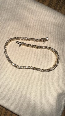 14 Karat Gelbgold 3,5 Karat Natürlicher Champagner Diamant Tennisarmband 9,88 Gramm