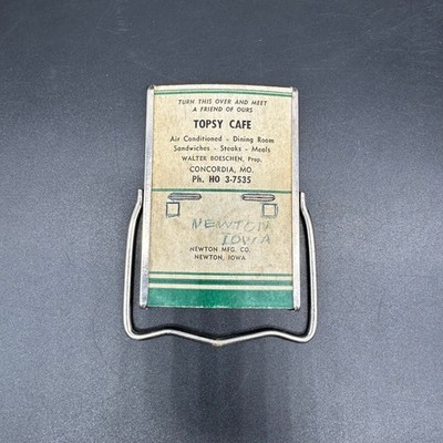 Vintage Mirror Advertising Stand Up Topsy Cafe Pocket Purse Fold Flat Metal