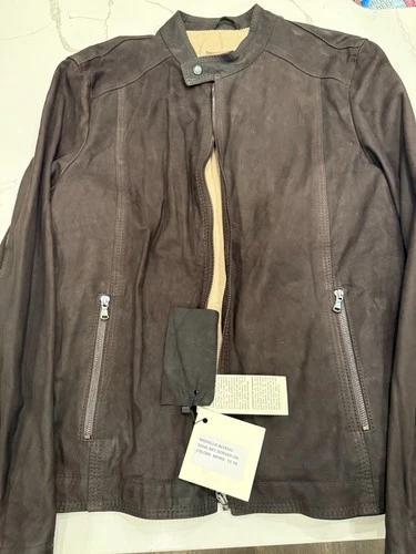 Goat Suede Racer Jacket Custom Made in Italy Chocolate Brown NWT - product listing photo