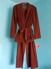 Vintage 70s Sample Deadstock two piece orange Boho disco Lounge suit set RETRO