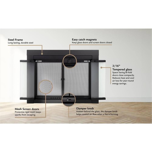 Clairmont Medium Heritage Glass Fireplace Doors - Picture 5 of 11