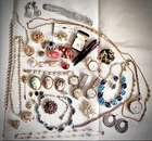 Huge 38 Vtg HighEnd Rhinestone Jewelry Lot Coro Napier Monet Class Ring 10k Gold