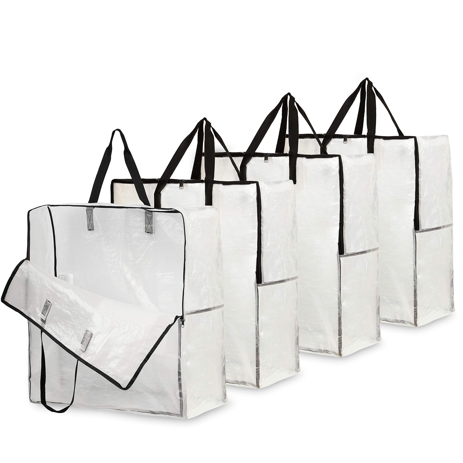 DECO EXPRESS Laundry Bags XL, Pack of 4 Heavy Duty XL - 4, Clear