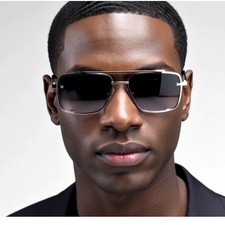 SQUARE SEMI RIMLESS AVIATOR SUNGLASSES RETRO CLASSIC CASUAL DESIGNER FASHION NEW