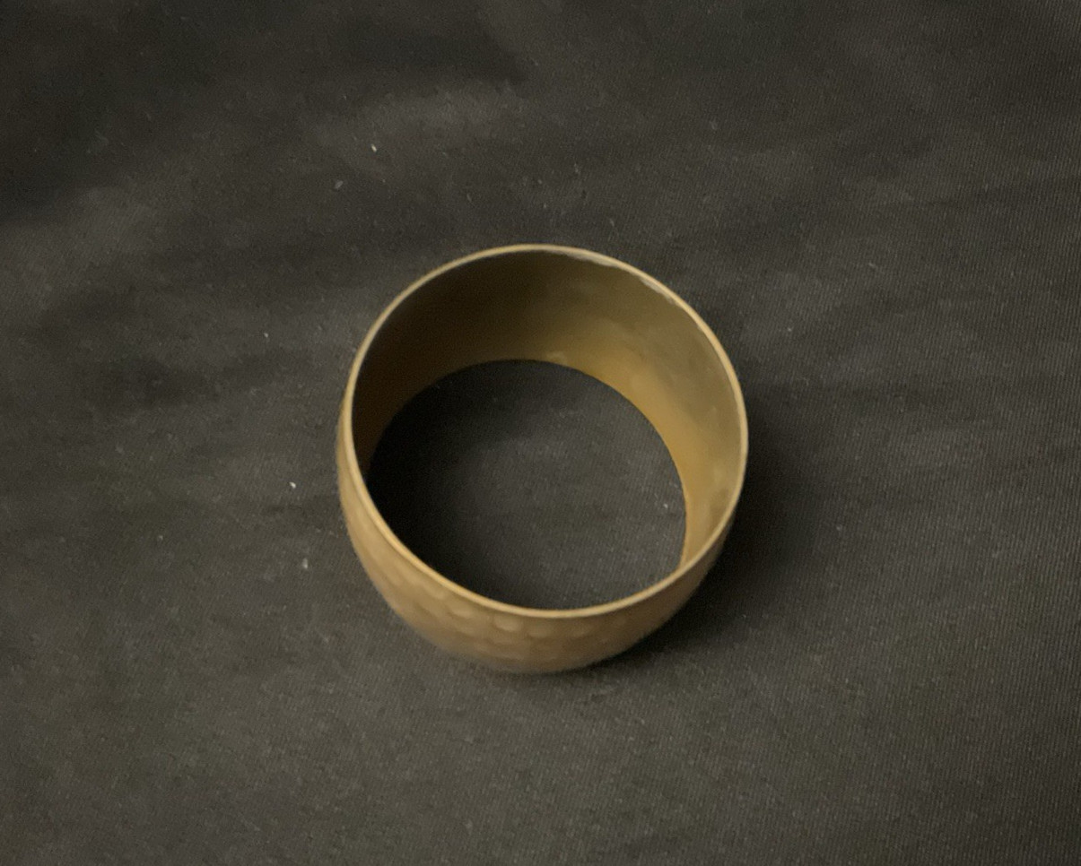 Vintage Hammered Solid Brass Round Cuff Bracelet … - image 2