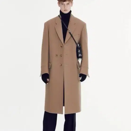 Recto Brown Coat 21FW, Classic Double Button Design, Oversized Fit