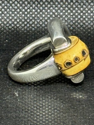 Gucci Sterlingsilber Bambus Horsebit Ring 1500 $ Einzelhandel. 6,75 US 14 Gr. Italy