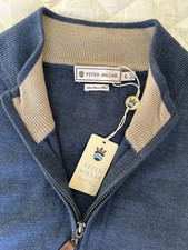 Peter Millar 1/4 Zip Pullover Sweater Men's Large Blue NWT