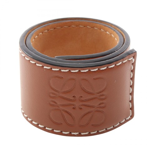 LOEWE Anagram Slap Small Bracelet leather Brown Used Women logo