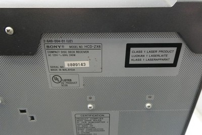 Used Sony HCD-ZX6 Stereo Compact Disc Deck Receiver Music