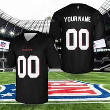 Custom Personalized, Falconss Team Atlanta Football AOP Jersey, Lot S-5XL