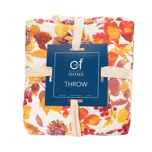 Cordelia Watercolor Leaves 100% Cotton Quilted Accent Throw Blanket 48" x 60" - Picture 2 of 3