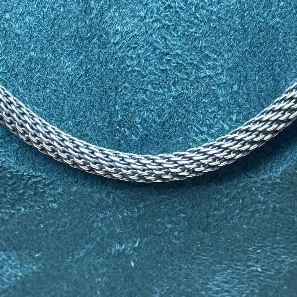 Collar de cadena de malla chapada en rodio de ley 925 Italia 15 g 18 pulgadas 3,8 mm Foto 3 de 4