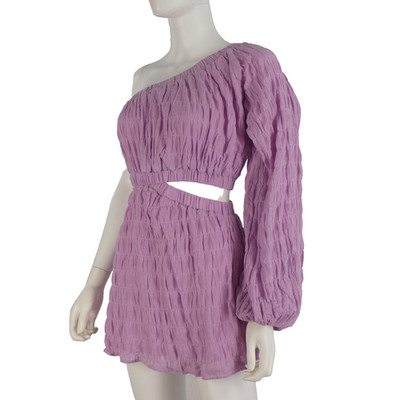 SABO Rock Minikleid rosa One Shoulder Rüschen Cut Out Party Gr. XS NEU