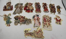 Lot 13 Vintage Victorian Santa Die Cut Cardboard Christmas Ornaments Taiwan