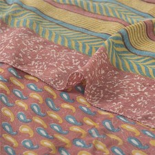Sanskriti Vintage Sarees Pink Pure Georgette Silk Printed Sari 5 Yd Craft Fabric