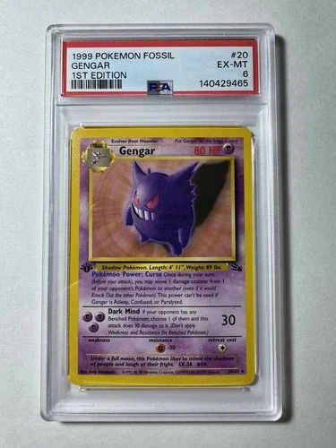 Pokemon Gengar Fossil 1st Edition NON Holo Rare #20 PSA 6