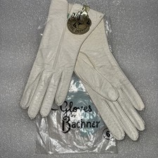 BACHNER Vintage Women's Gloves Leather Cream Washable Unlined SZ6 NOS
